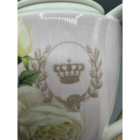 Gracie China Stechcol 4-Cup Teapot In Pink & White With Rose & Travel Design - Picture 8 of 13